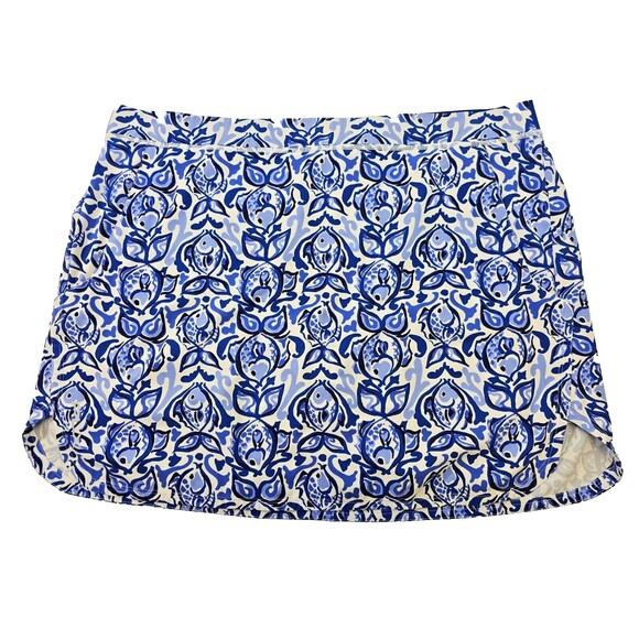 CS Women's XL RLX Ralph Lauren Blue Pattern Golf Skort Skirt W Built In Shorts - Picture 1 of 6
